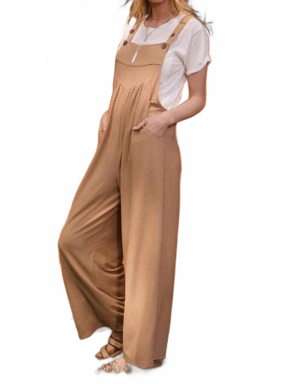NEW ODDI texture knit overall jumpsuit in taupe